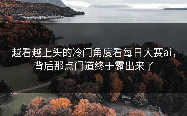 越看越上头的冷门角度看每日大赛ai，背后那点门道终于露出来了