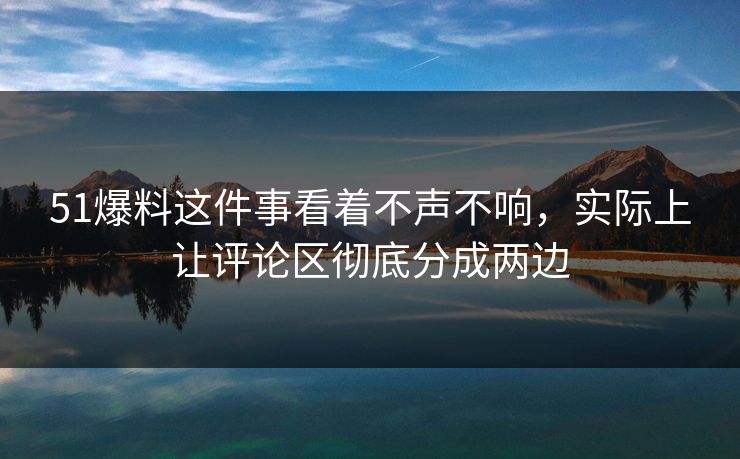 51爆料这件事看着不声不响，实际上让评论区彻底分成两边
