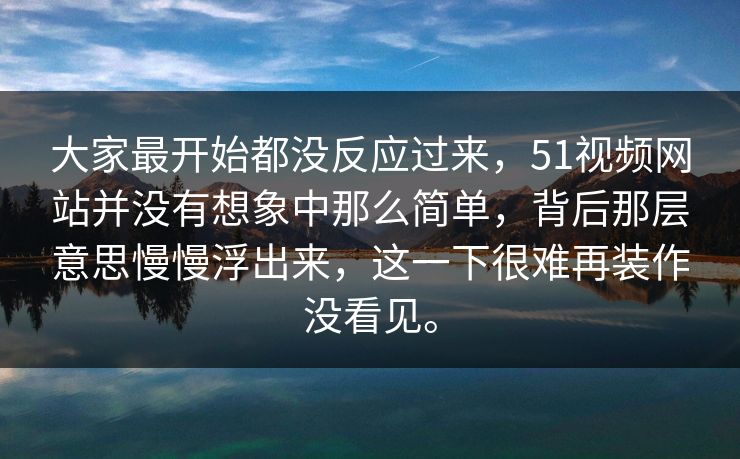 大家最开始都没反应过来，51视频网站并没有想象中那么简单，背后那层意思慢慢浮出来，这一下很难再装作没看见。
