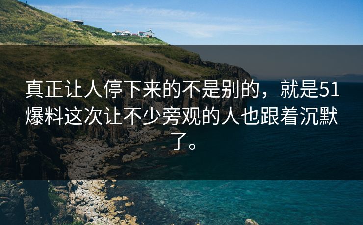 真正让人停下来的不是别的，就是51爆料这次让不少旁观的人也跟着沉默了。